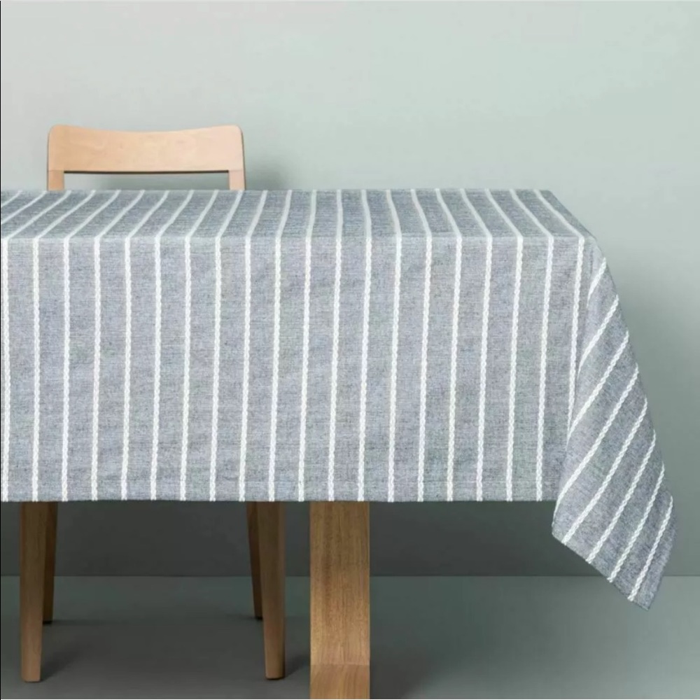 Hearth & Hand Gray and White Striped Tablecloth